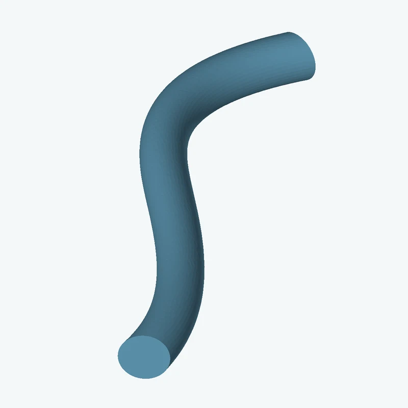 Ø11.6 mm circular section swept along a curved path, ~105 mm span — 3448