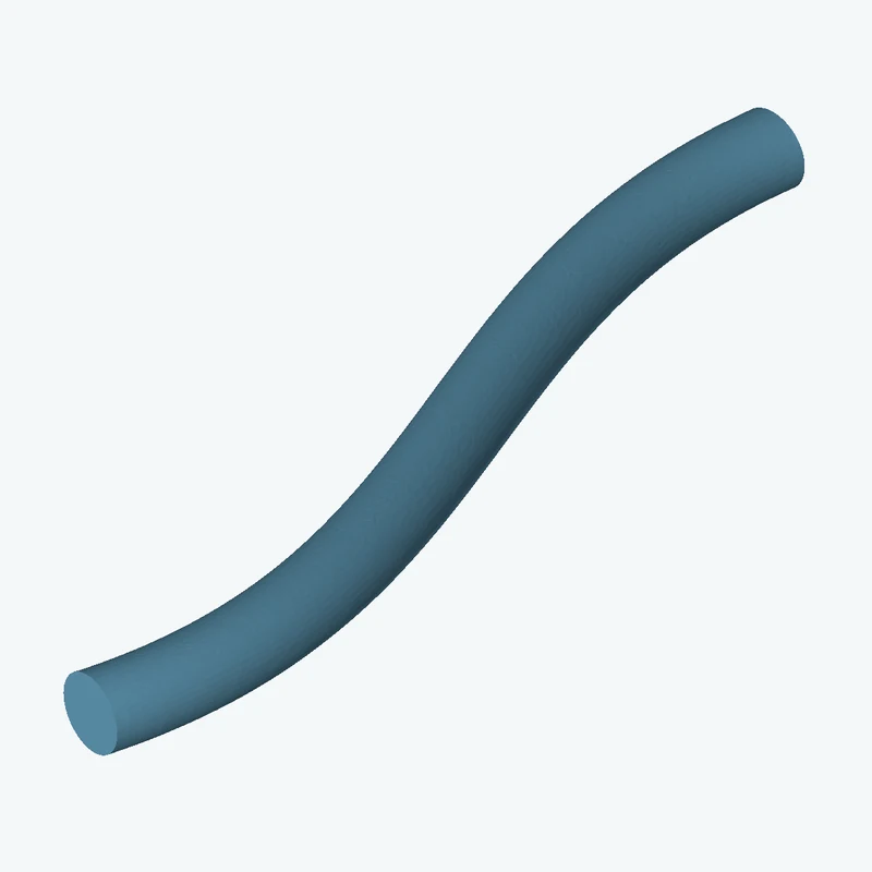 Ø8 mm circular section swept along a curved path, ~105 mm span — 3484