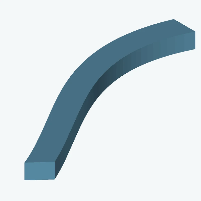 10.1 × 7.2 mm rectangular section swept along a curved path, ~90 mm span — 3485