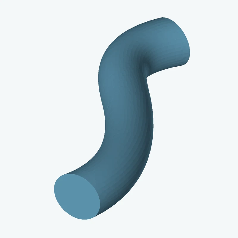 Ø9.3 mm circular section swept along a curved path, ~45 mm span — 3528