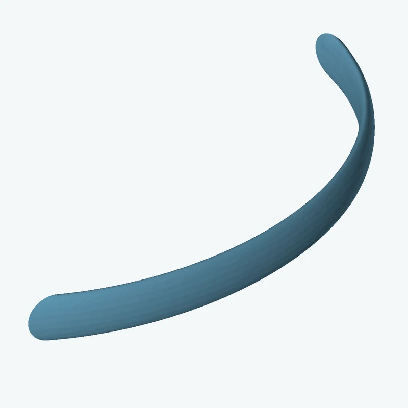 Ø6.3 mm circular section swept along a curved path, ~59.97 mm span — 3620