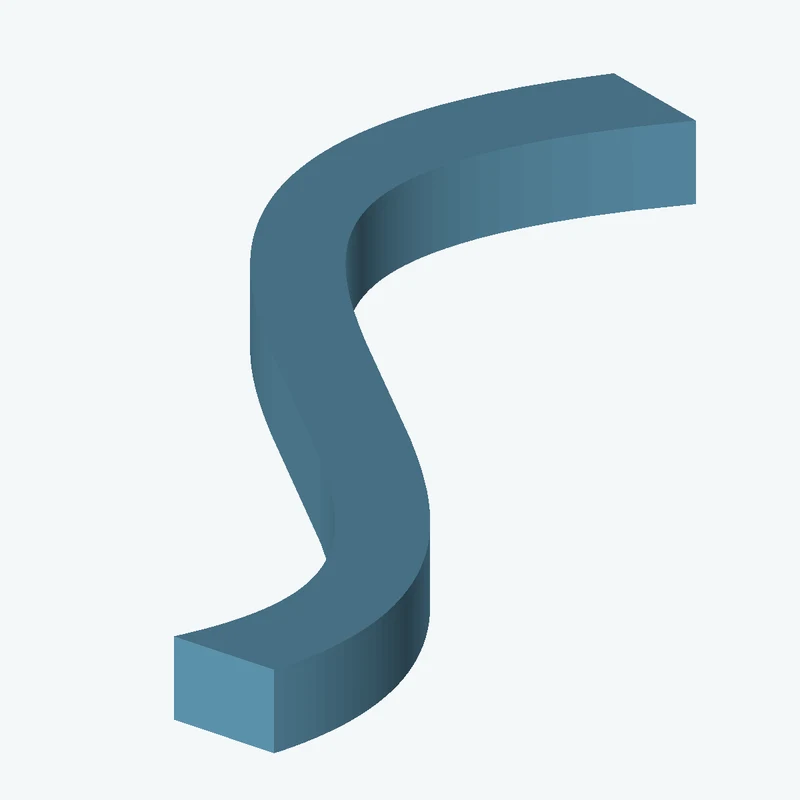 9.4 × 8.3 mm rectangular section swept along a curved path, ~80 mm span — 3684