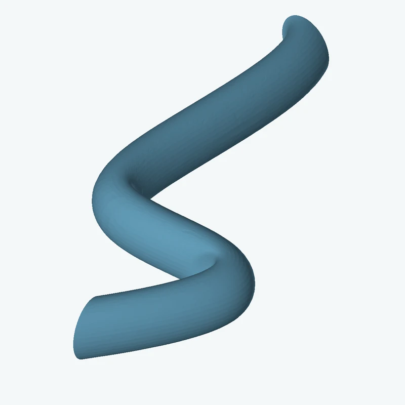 Ø9.3 mm circular section swept along a curved path, ~75 mm span — 3772