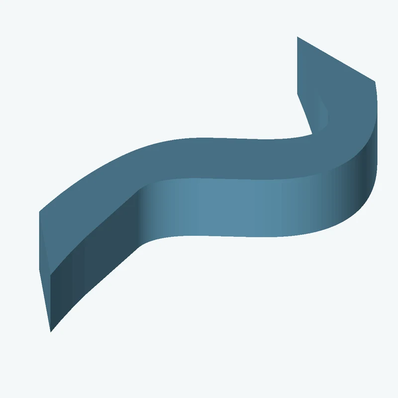 16.6 × 10.6 mm rectangular section swept along a curved path, ~65 mm span — 3814