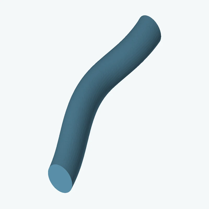 Ø13.6 mm circular section swept along a curved path, ~105 mm span — 3856