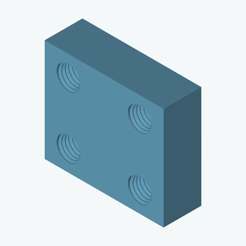 Four M12x1.75 tapped holes in a plate — 2043