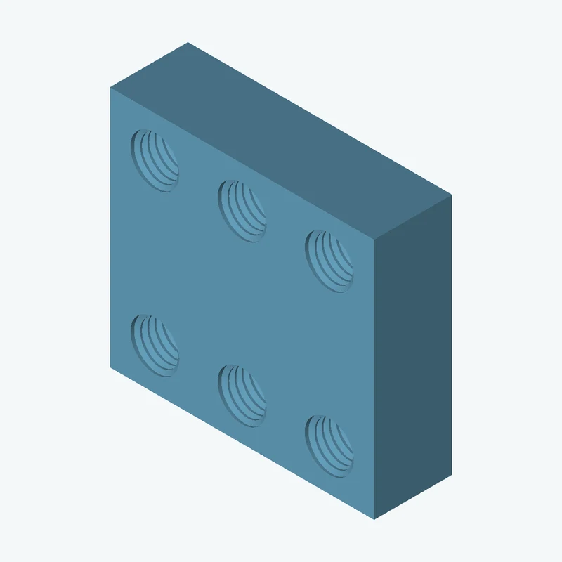 Six M12x1.75 tapped holes in a plate — 2958
